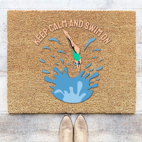 Keep Calm and Swim On - Swimmer Design Coir Doormats