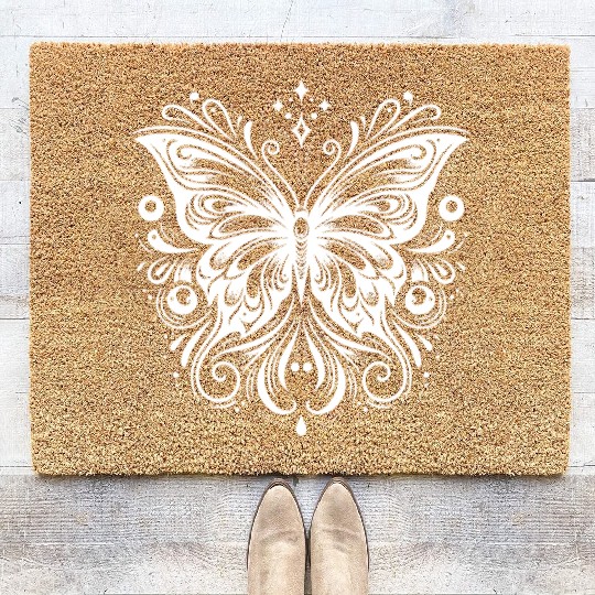 Pretty Ink Butterfly Tattoo Kids Style Coir Doormats
