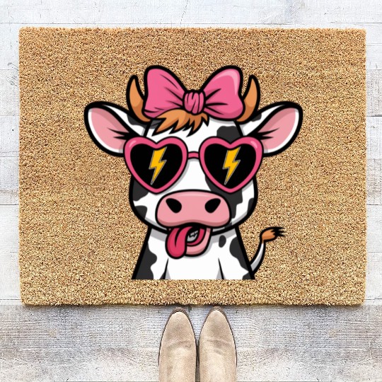Cow Valentine s Day Coir Doormats