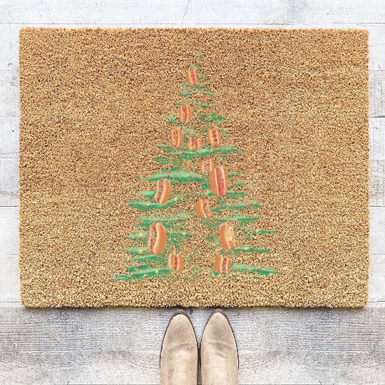 Hot Dog Christmas Tree Holiday Cheer Coir Doormats