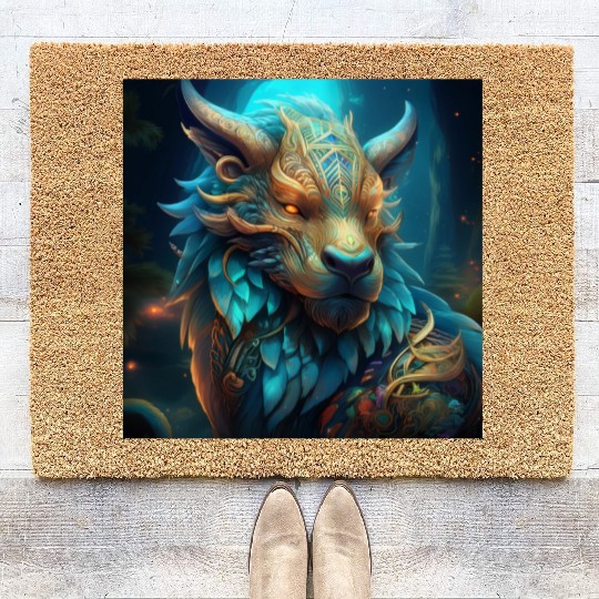 mythical lion Coir Doormats
