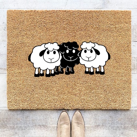 Black Sheep 3 Small Friends Team Crew Sheep Cute Coir Doormats