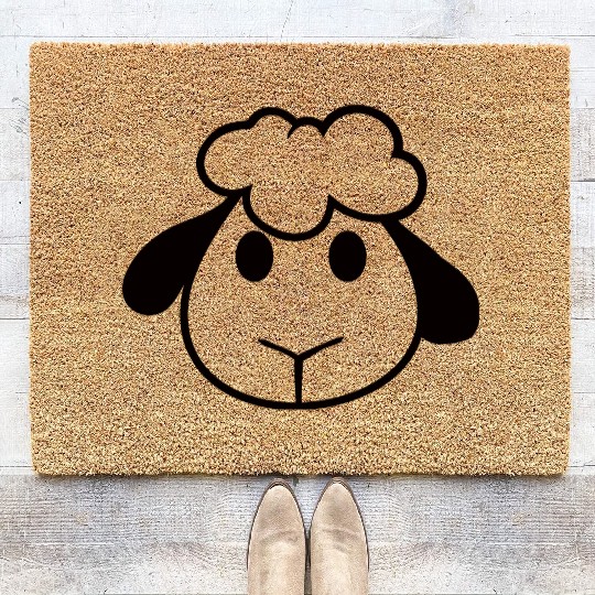 Sheep Face Head Cute Sweet Lamb Cool Comic Baby Coir Doormats