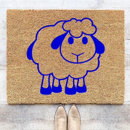 Sheep Baby Standing Cute Lamb Child Cool Comic Fun Coir Doormats