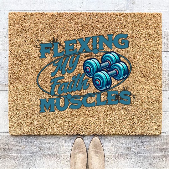 Flexing My Faith Muscles- James 2:26 Coir Doormats