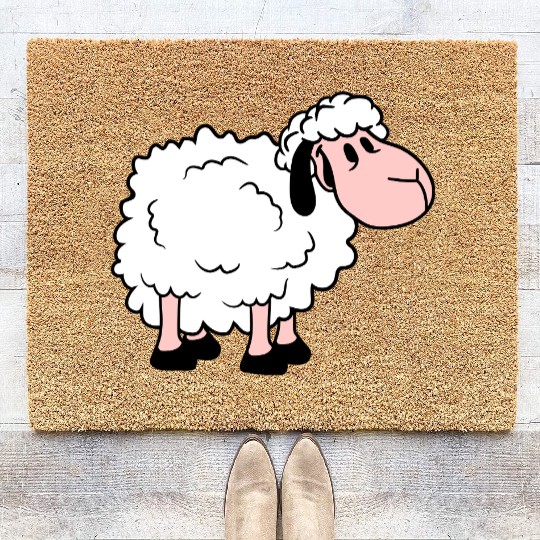 Sheep Baby Standing Cute Lamb Child Cool Comic Coir Doormats