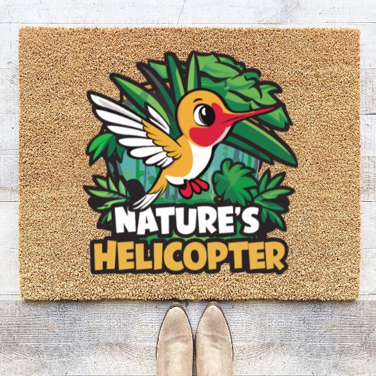 Hummingbird Humor Nature's Helicopter Tropical Coir Doormats