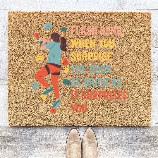 Boulderer Flash Send Bouldering Coir Doormats