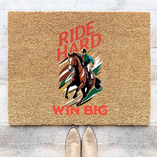 Ride Hard Win Big Horse Racing Coir Doormats