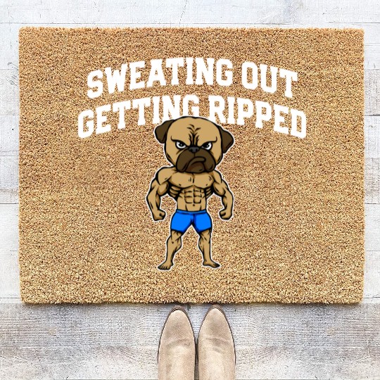 Sweating Out Getting Ripped Workout Player Gym Coir Doormats