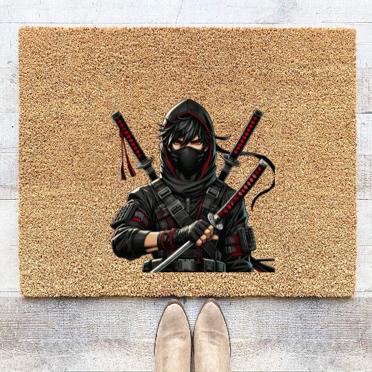Stealth Assassin with Dual Katana Coir Doormats