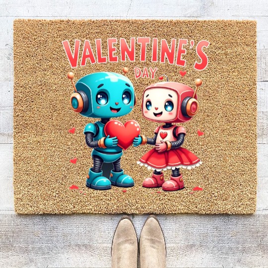 Valentines Day Robot Love Coir Doormats