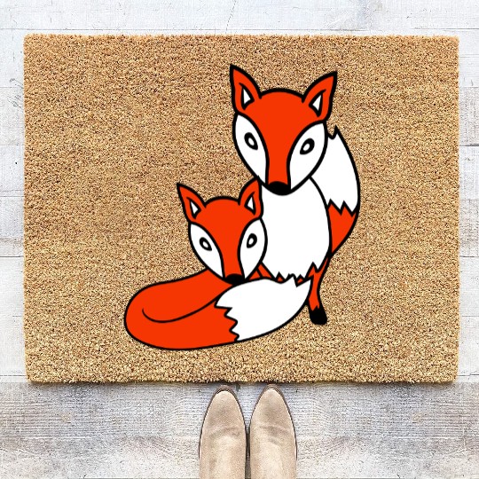 2 Foxes Friends Red Fox Two Wild Animals Team Crew Coir Doormats