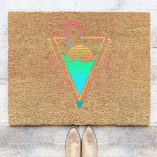 Lion Vaporwave Synthwave 90s 80s Sunset Coir Doormats