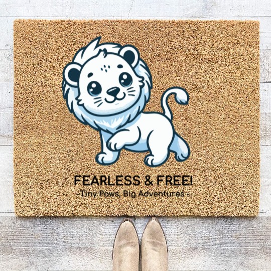 Fearless lion cub Coir Doormats