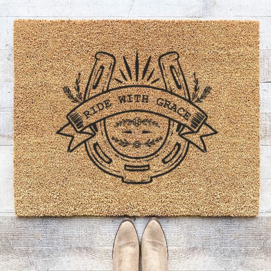 Ride with Grace – Horseshoe Equestrian Charm Coir Doormats