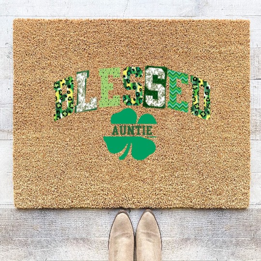 Blessed Auntie St Patricks Day Spring and Summer Coir Doormats