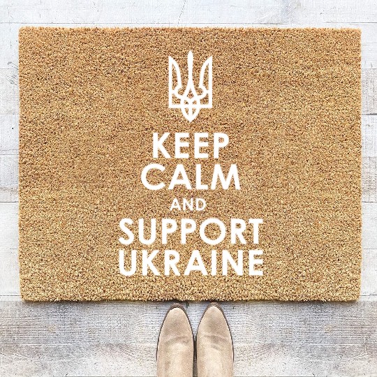 keep calm supportUkraine Coir Doormats