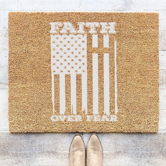Faith Over Fear Happy Easter Coir Doormats