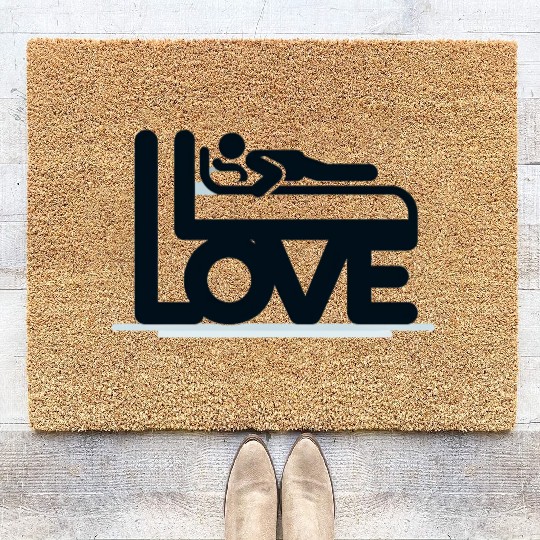 3D Love Typography with Creative Design Coir Doormats
