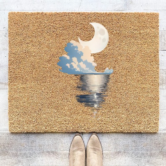 Full Moon Over sea Coir Doormats