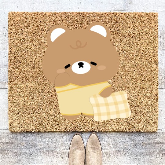 Sleepy Brown Bear Coir Doormats