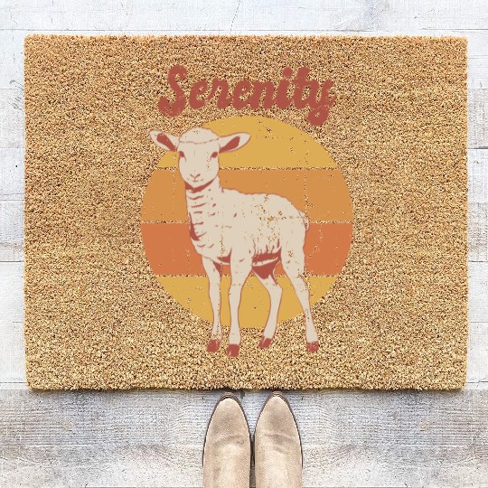 Serenity Vintage Retro Lamb Sunset Coir Doormats