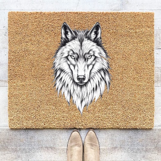 Wolf Face: Majestic and Wild Coir Doormats