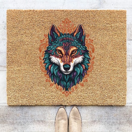 Mystic Wolf – Boho & Mandala Art Coir Doormats