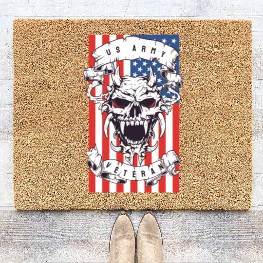 US Army Veteran Skull Coir Doormats