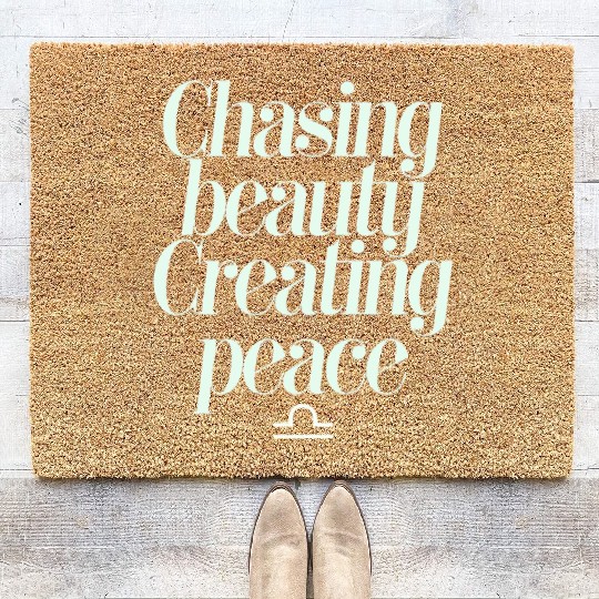 Chasing Beauty Creating Peace Libra Zodiac Coir Doormats