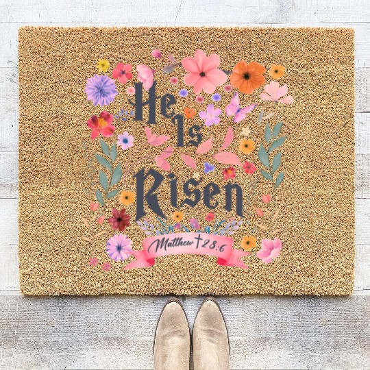 He Is Risen Coir Doormats