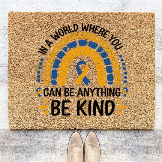 Be Kind Rainbow World Down Syndrome Awareness Day Coir Doormats