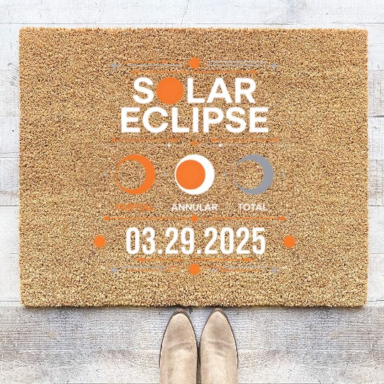 Solar Eclipse 2025 - Solar Eclipse 03-29-2025 Coir Doormats