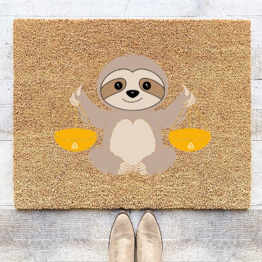 Libra Zodiac Sloth Balancing Harmony Coir Doormats