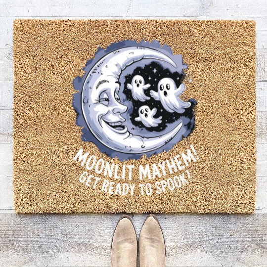 Moonlit Mayhem Ghostly Spook Under the Mondlight Coir Doormats