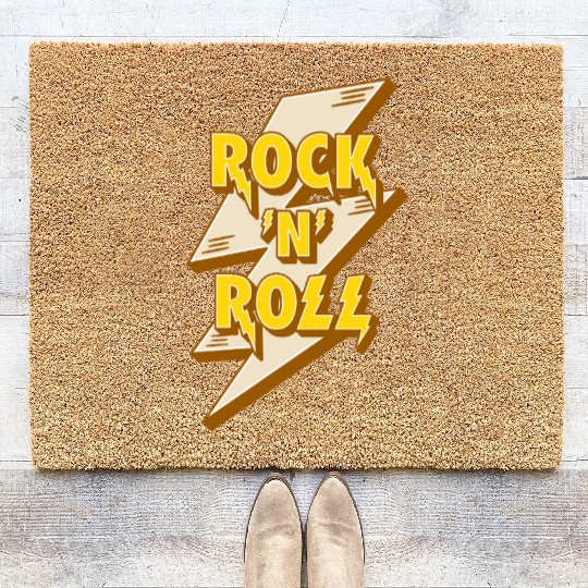 Rock'N'Roll Sign With Lightning Bolt Coir Doormats