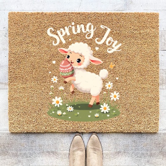 Playful Easter Lamb Coir Doormats – Springtime Joy Desig