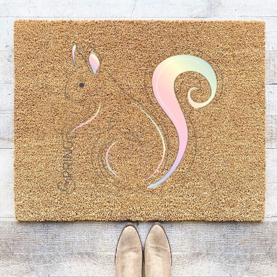 Squirrel Illustration - Spring Inspiration Coir Doormats