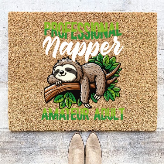 Funny Sloth Professional Napper Lazy Humor Coir Doormats