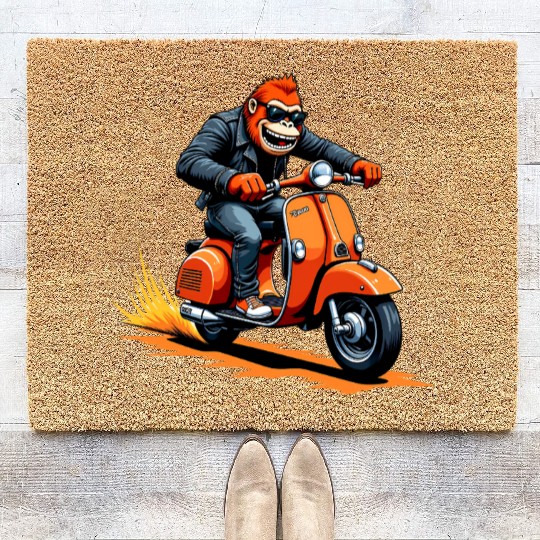 Rebellious Gorilla on Motorcycle Coir Doormats