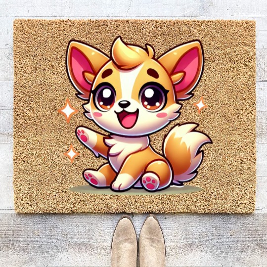 Charming Fox Cub Cartoon Design Coir Doormats