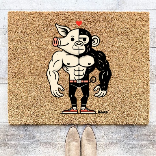 Half Pig, Half Ape – Full Muscle Love Coir Doormats