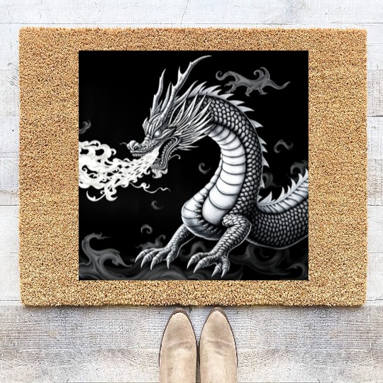 A classic dragon breathing fire Merch Coir Doormats