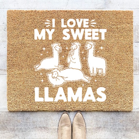 Alpaca Lover Llama Lover - I love my sweet Llamas Coir Doormats