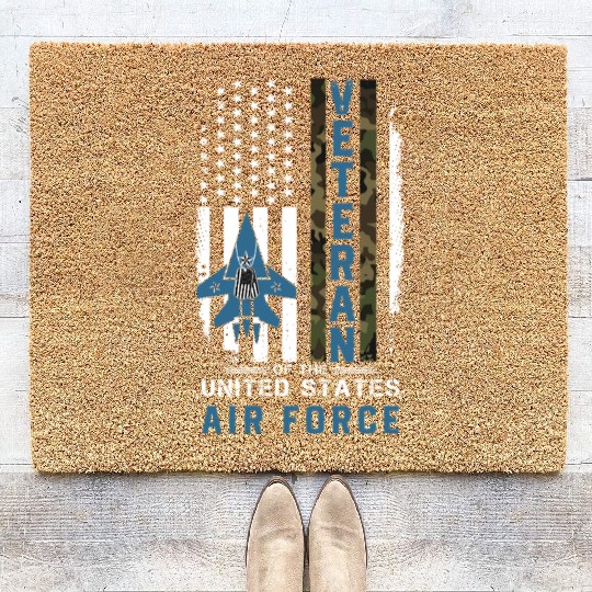 Us Air Force Veteran Camo Coir Doormats