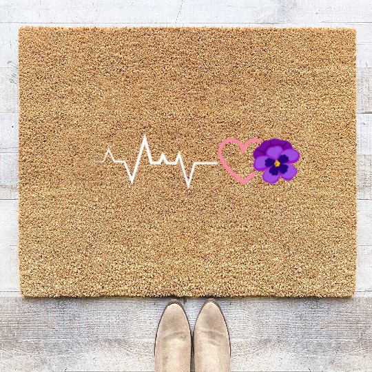 Lesbian Heartbeat Violet Flower Love Pride Coir Doormats