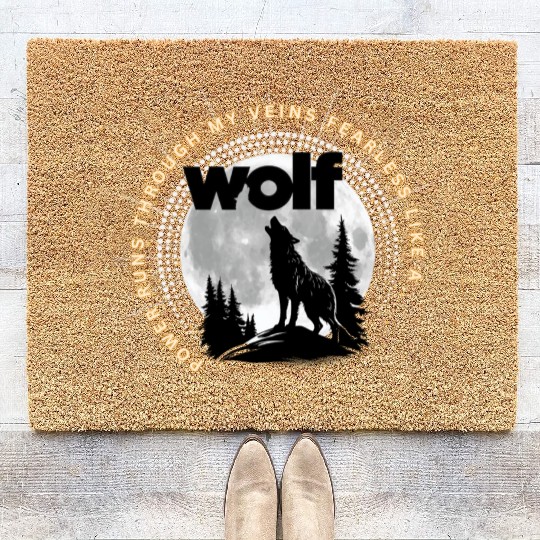 Fearless Wolf Full Moon Coir Doormats
