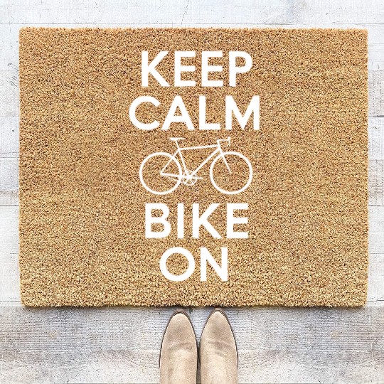 Keep Calm and Bike On Coir Doormats