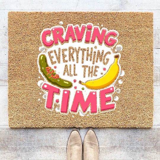 Pregnancy Cravings Funny Maternity Food Baby Bump Coir Doormats
